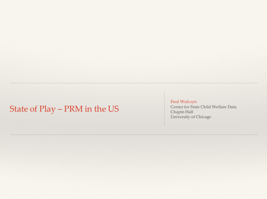 State of Play - PRM in the US