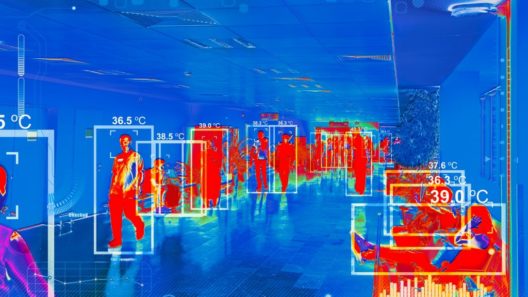 Camera measuring people's temperature at an airport. Credit sefa ozel