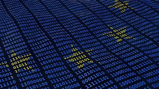 Section of EU flag made out of bits and bytes
