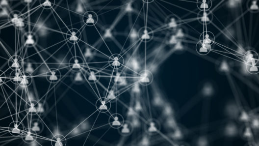 Social network connection. Community technology background.