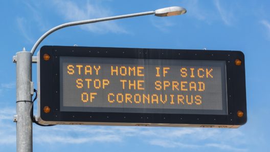 Freeway Coronavirus Warning Sign COVID-19