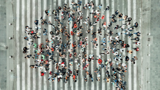 High Angle View Of People forming a speech bubble