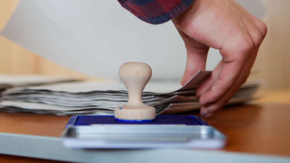 Voting stamp at a voting centre