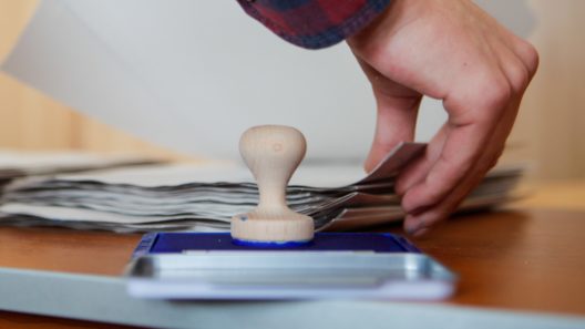 Voting stamp at a voting centre