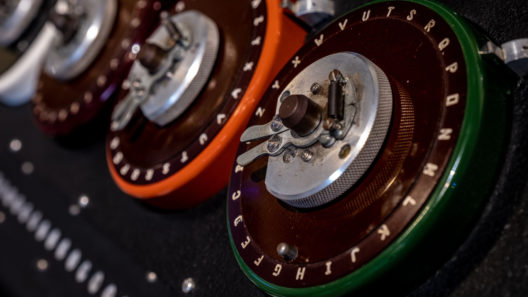 Dials from a World War 2 'Bombe' checking machine used to crack the German 'Enigma' codes
