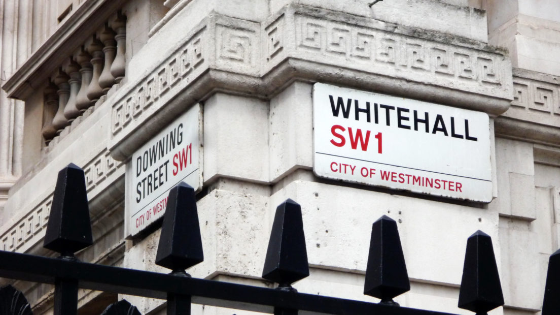 Downing Street and Whitehall building signs